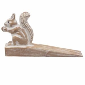 Rustic Wooden Doorstop Handcarved Squirrel
