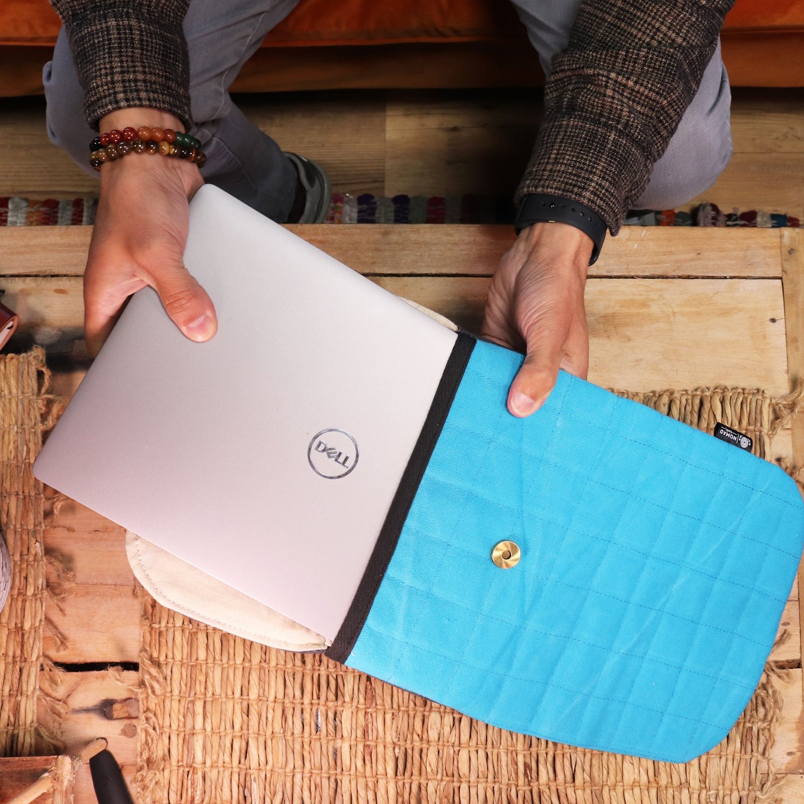Žlté bavlnené polstrované puzdro na laptop 13 Žiarivé ochranné puzdro na laptop žltá bavlna – Obrázok 9