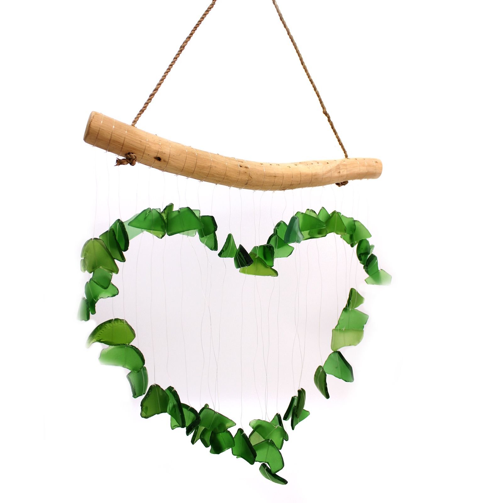 heartfelt love wind chime green recycled glass Heartfelt Love Wind Chime Green Recycled Glass - Image 3