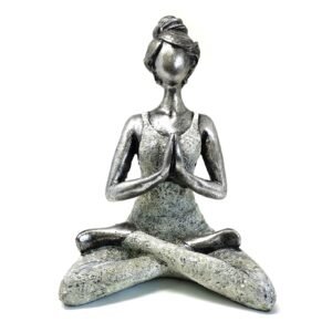 Tranquil Yoga Lady Statue Silver White