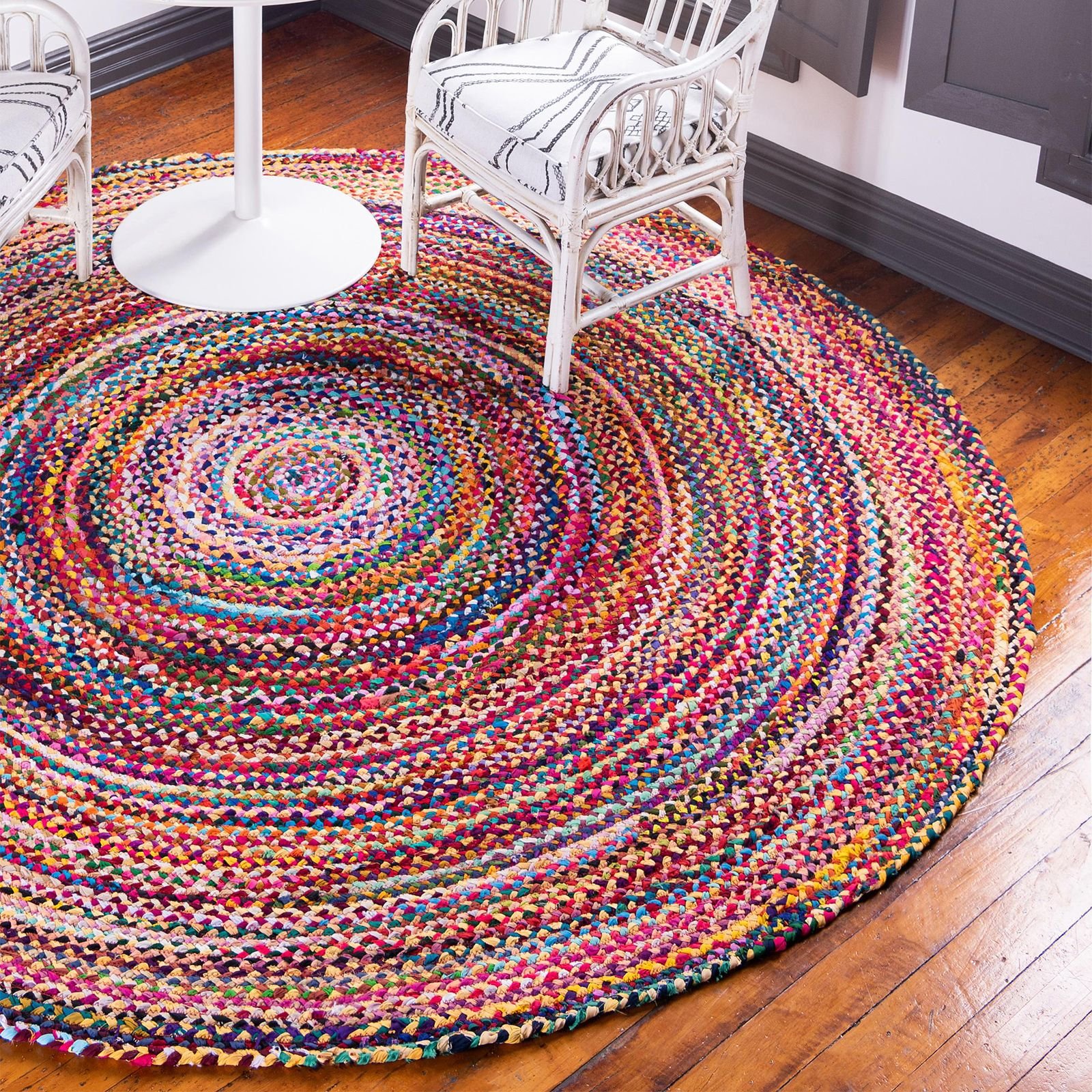 grounding round rug jute recycled cotton 150cm Grounding Round Rug Jute Recycled Cotton 150cm - Image 5
