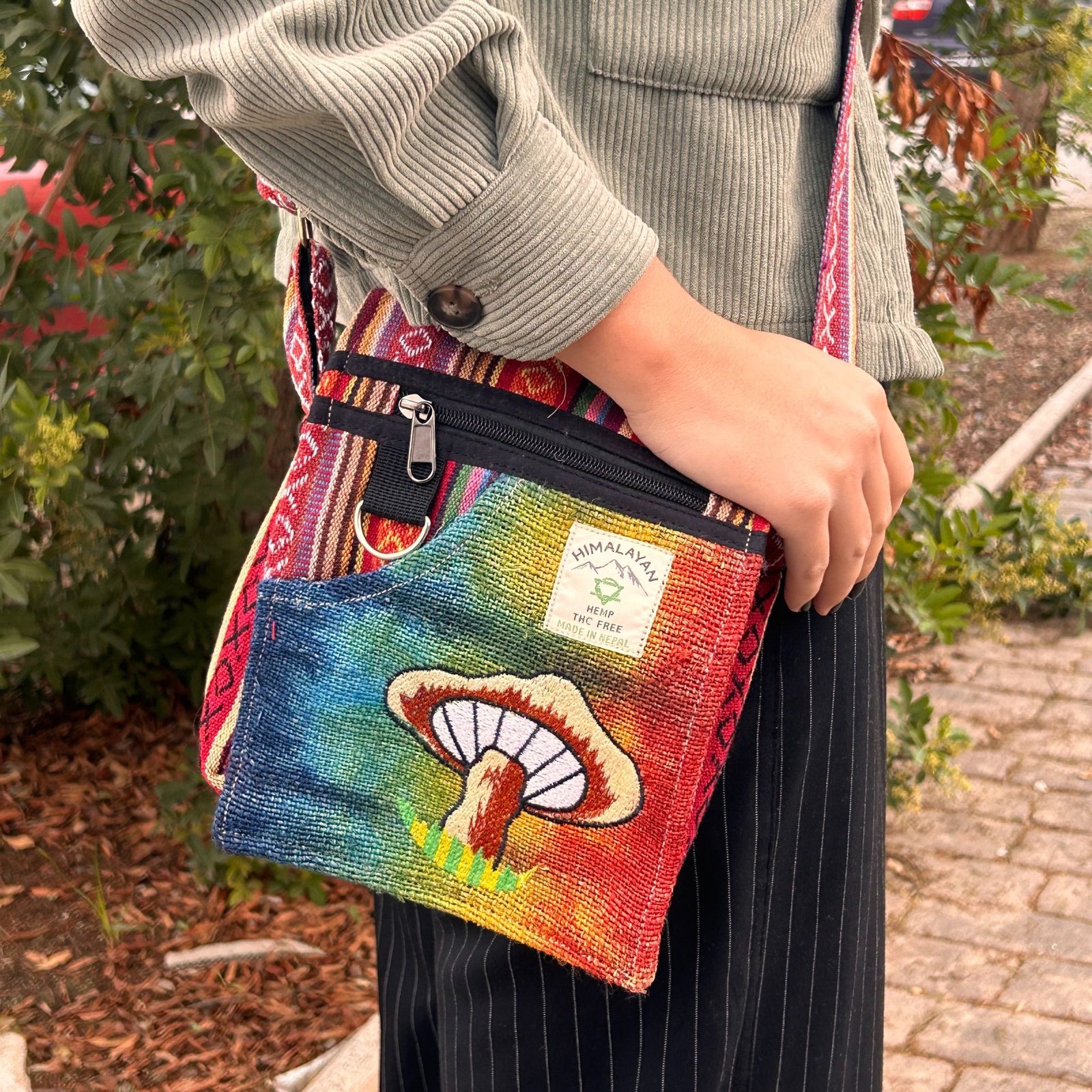 joyful festival crossbody bag hemp mushrooms Joyful Festival Crossbody Bag Hemp Mushrooms