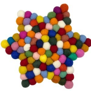 Playful Star Wool Felt Centre Mat Rainbow