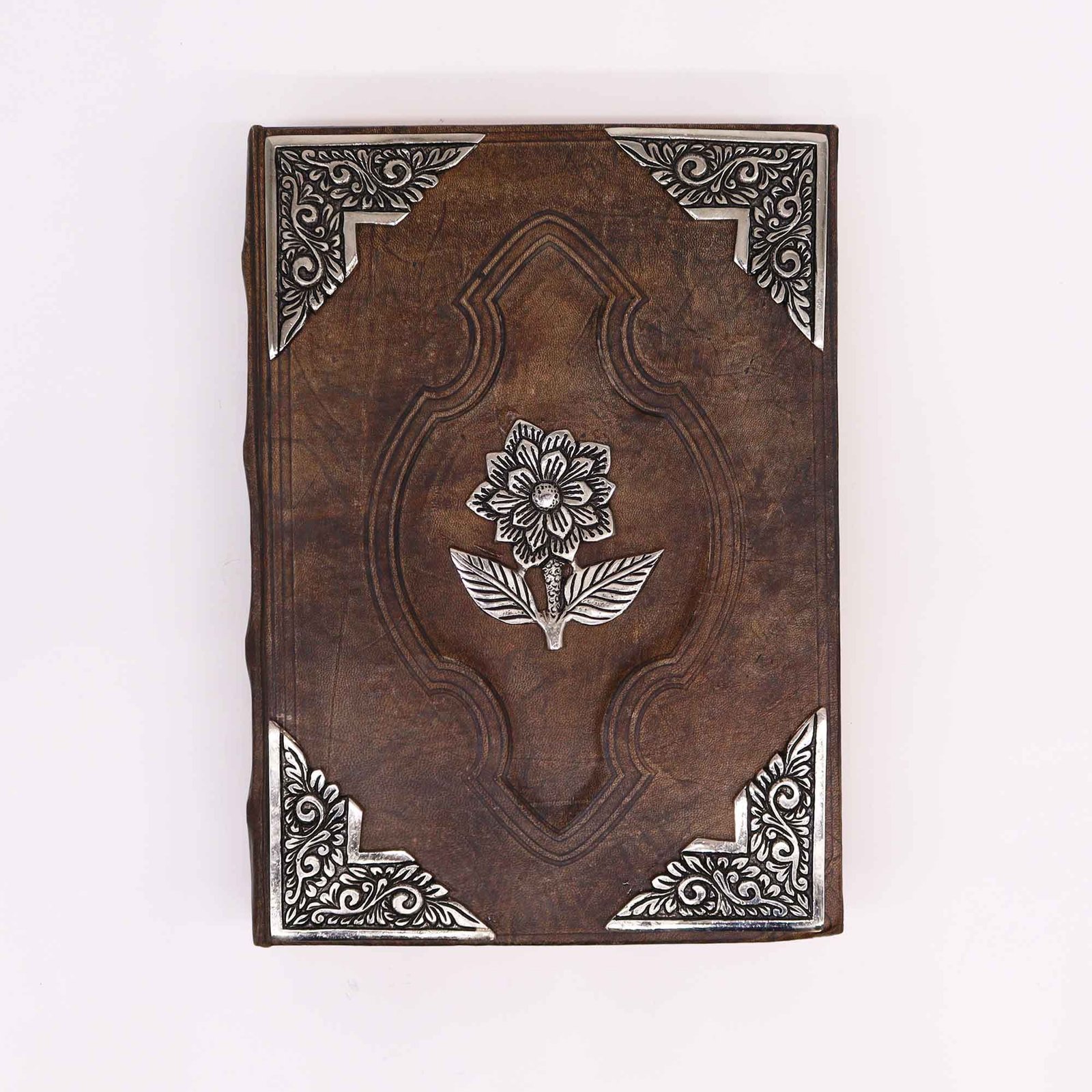 keepsake leather journal with zinc rose emblem Keepsake Leather Journal with Zinc Rose Emblem - Image 2