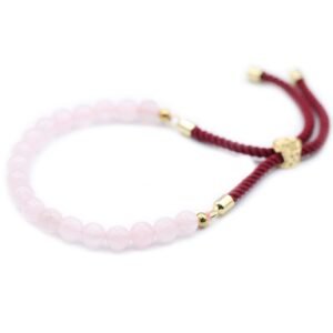 Heart Opening Bordeaux String Bracelet Rose Quartz Gold