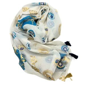 Protective Spirit Pario Wrap White Blue Evil Eye