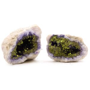 Celestial Display Geode Natural Rock Purple Gold