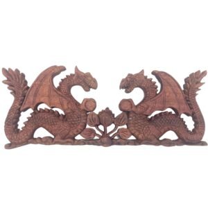 Guardian Power Twin Dragon Wooden Wall Plaque