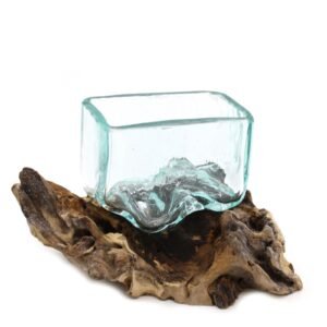 Organic Harmony Display Bowl Recycled Glass Wood