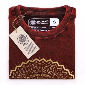 Grounding Mandala Stonewashed Cotton T-Shirt Maroon