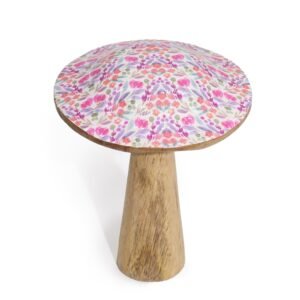 Whimsical Floral Medium Wooden Mushroom Decor