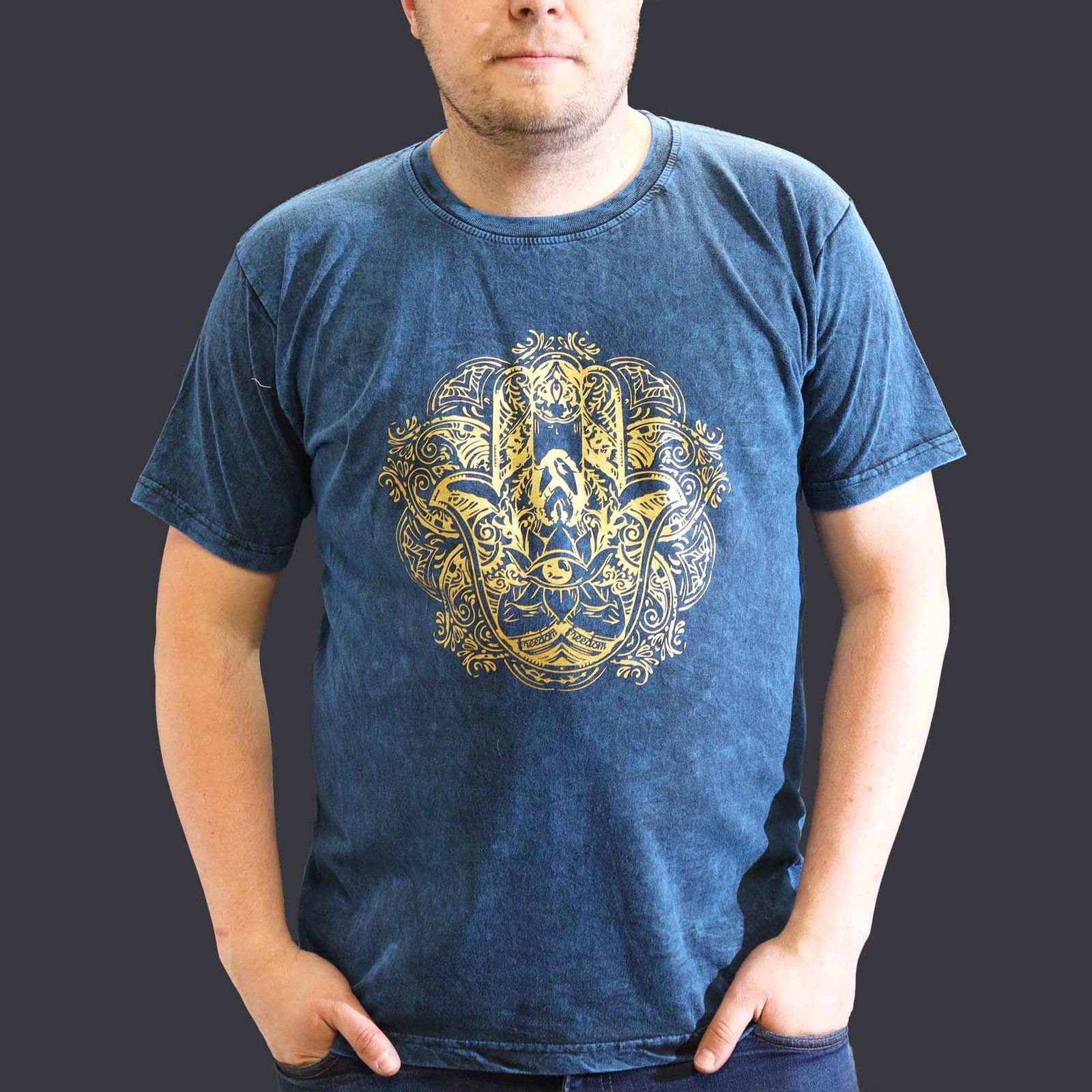 serene protection hamsa stonewashed blue tee Serene Protection Hamsa Stonewashed Blue Tee - Image 3