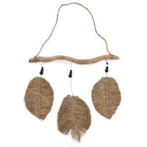 Boho Trio Wall Art Raffia Leaves Set