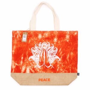 Mindful Peace Tote Bag Orange Namaste Hand