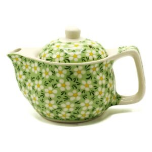 Uplifting Herbal Teapot Green Daisy Motif