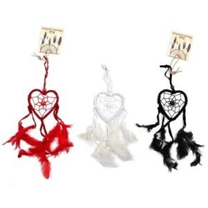 Protective Heart Dreamcatcher Black White Red Feathers