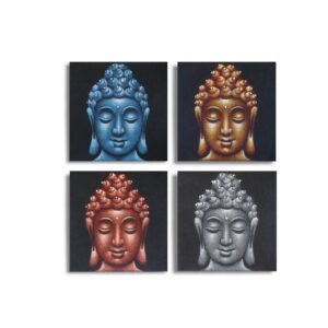 Serenity Buddha Head Canvas Set Sand Detail