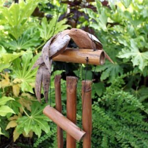 Harmonious Garden Wind Chimes Coconut Twin Birds