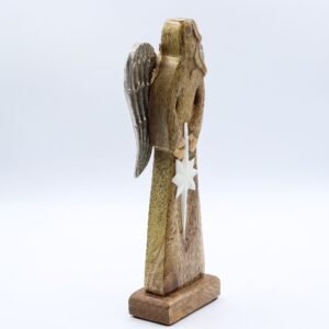Peaceful Radiance Angel Mango Wood Metal Wings