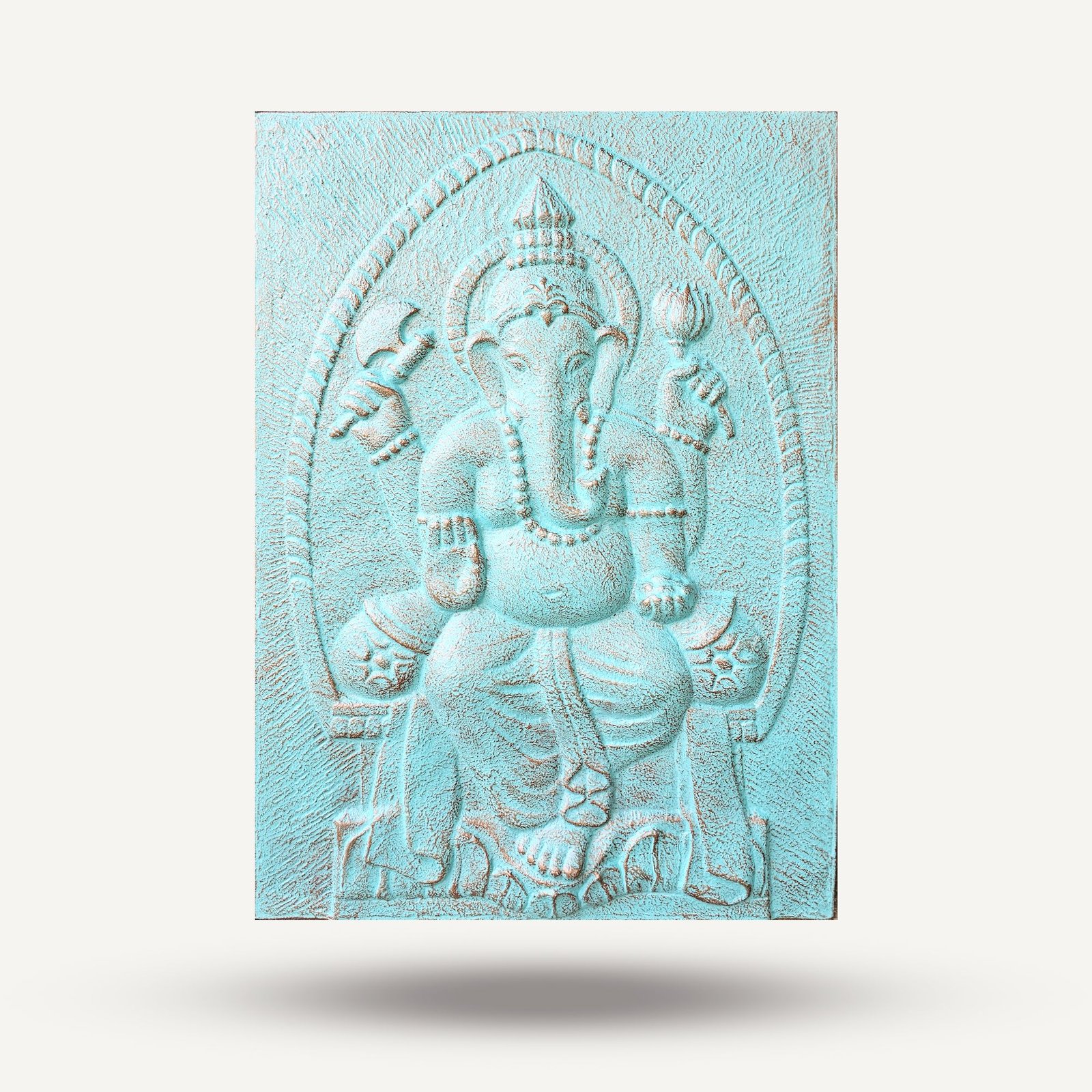 protective ganpati iron wall relief turquoise Protective Ganpati Iron Wall Relief Turquoise - Image 2