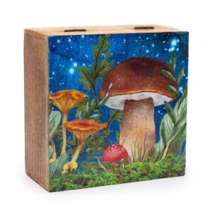 Statement Keepsake Box Enamel Mushroom Teal