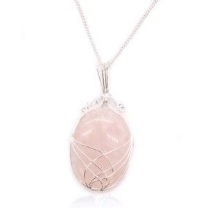 Tender Heart Swirl Wrapped Rose Quartz Necklace