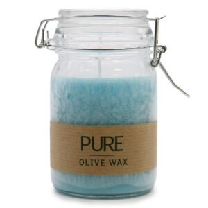 Calming Glow Olive Wax Candle Turquoise Breeze