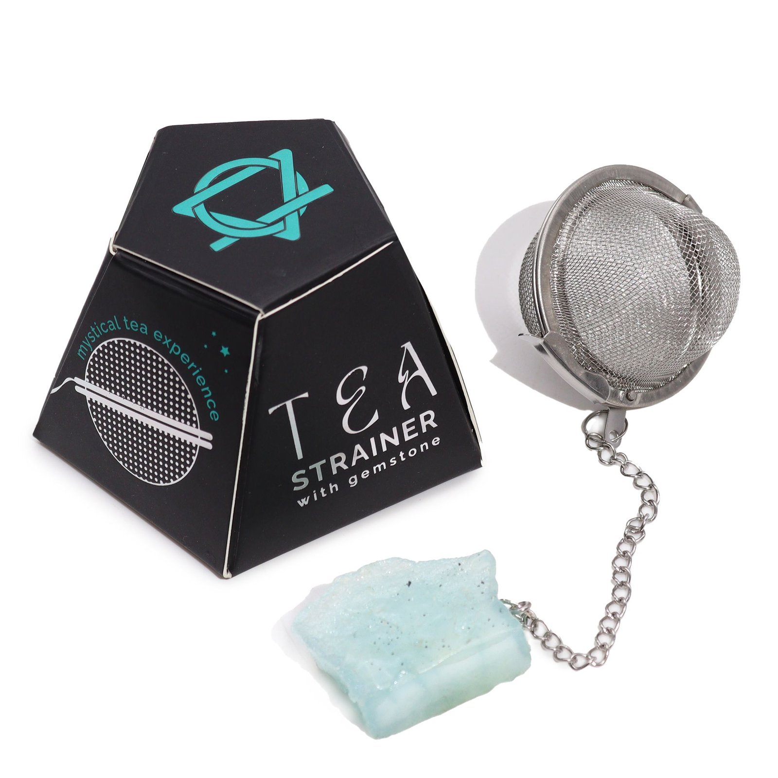 calming ritual tea strainer aquamarine crystal Calming Ritual Tea Strainer Aquamarine Crystal