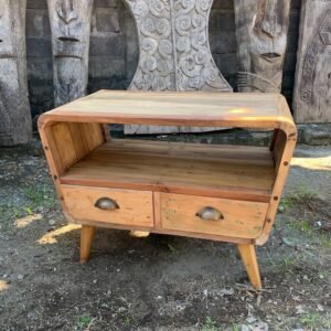 Compact TV Stand Two Drawers Reclaimed Wood