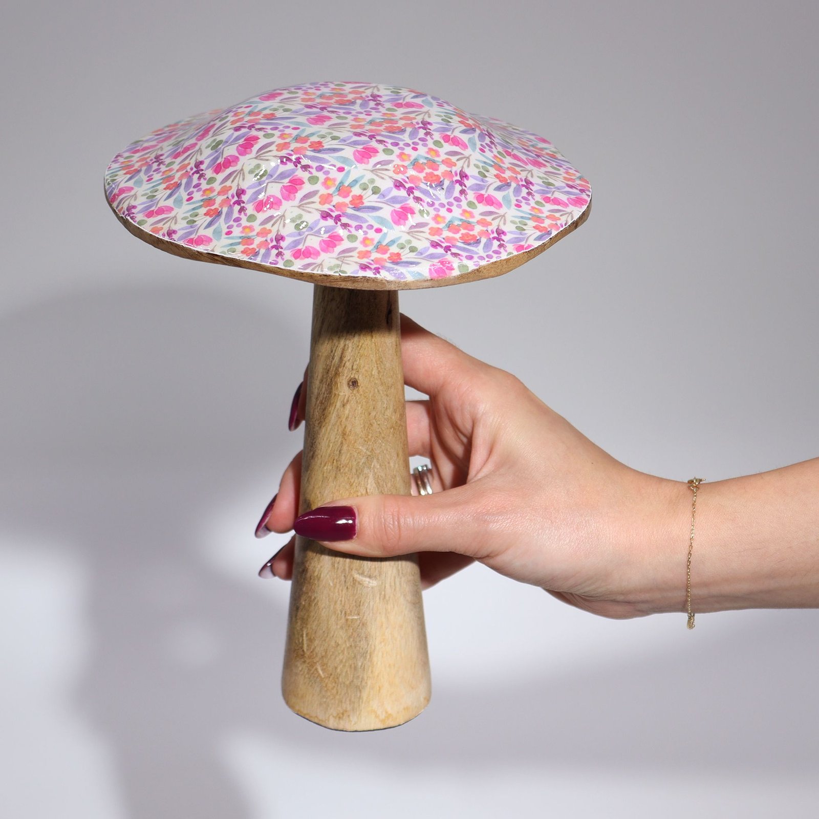 elegant floral large wooden mushroom centerpiece Elegant Floral Large Wooden Mushroom Centerpiece - Image 3