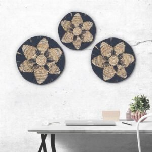 Monochrome Seagrass Bowl Wall Art Trio