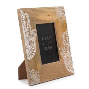 Protective Hamsa Mango Wood Photo Frame White