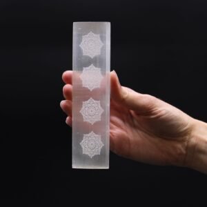 Meditation Mandala Selenite Flat Bar Charging Plate