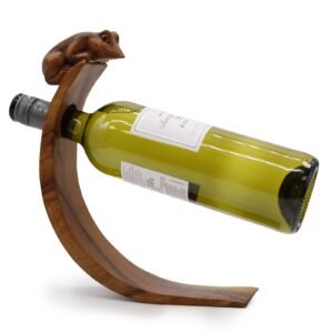 Playful Balancing Wine Holder Suar Wood Frog