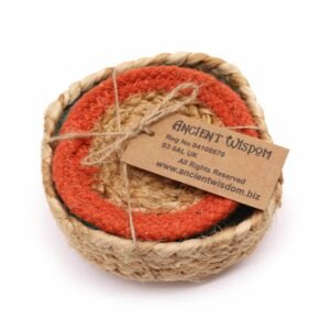 Boho Mixed Colour Coaster Basket Jute Cotton