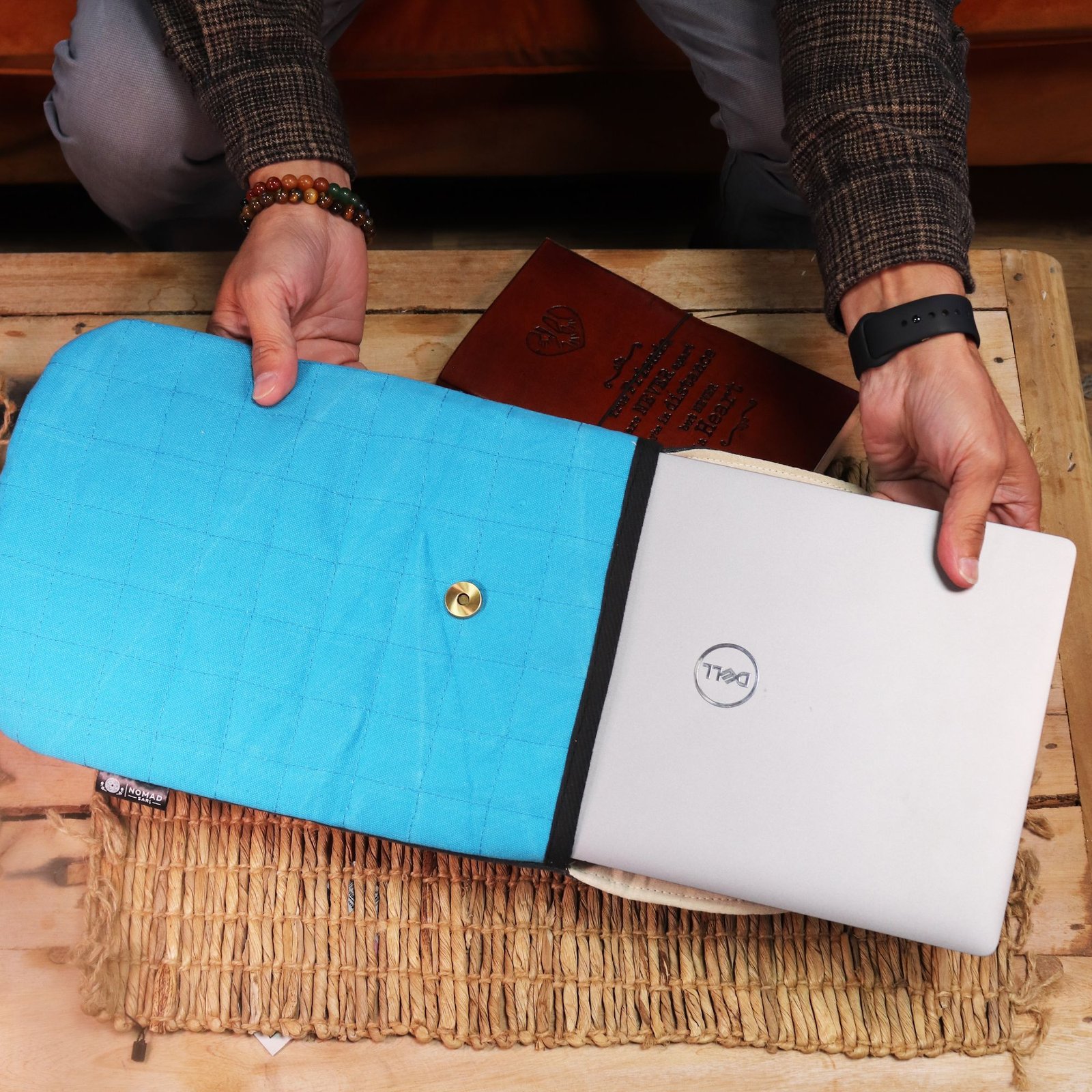 cool travel laptop pouch turquoise cotton stonewash Cool Travel Laptop Pouch Turquoise Cotton Stonewash