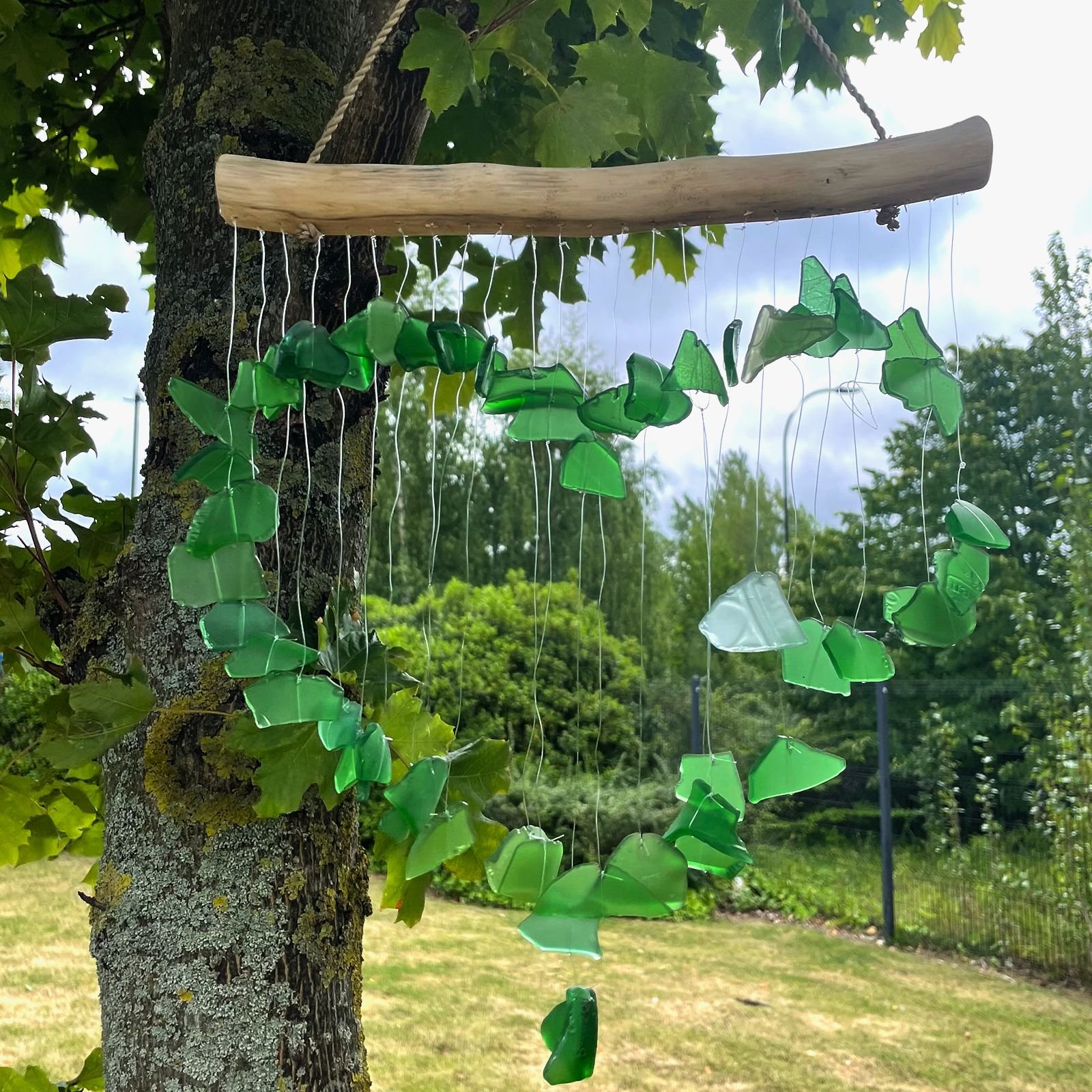 heartfelt love wind chime green recycled glass Heartfelt Love Wind Chime Green Recycled Glass - Image 6