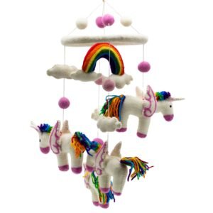 Dreamy Nursery Mobile Felt Rainbow Unicorns