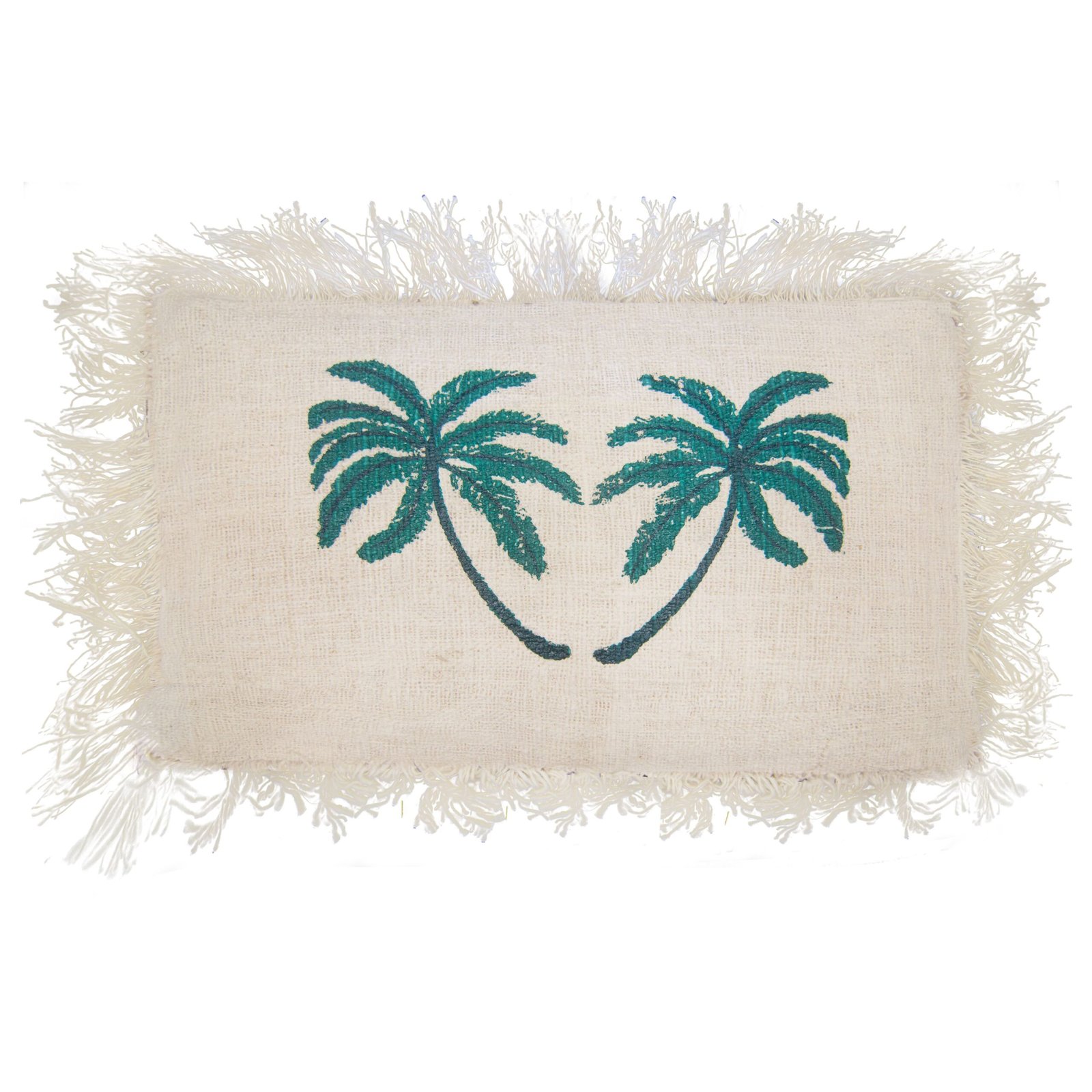 tropical accent palm linen cushion fringe 30x50 Tropical Accent Palm Linen Cushion Fringe 30x50