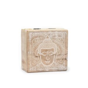 Tranquil Keepsake Wooden Box Buddha Whitewash