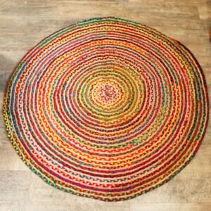 Grounding Round Rug Jute Recycled Cotton 150cm