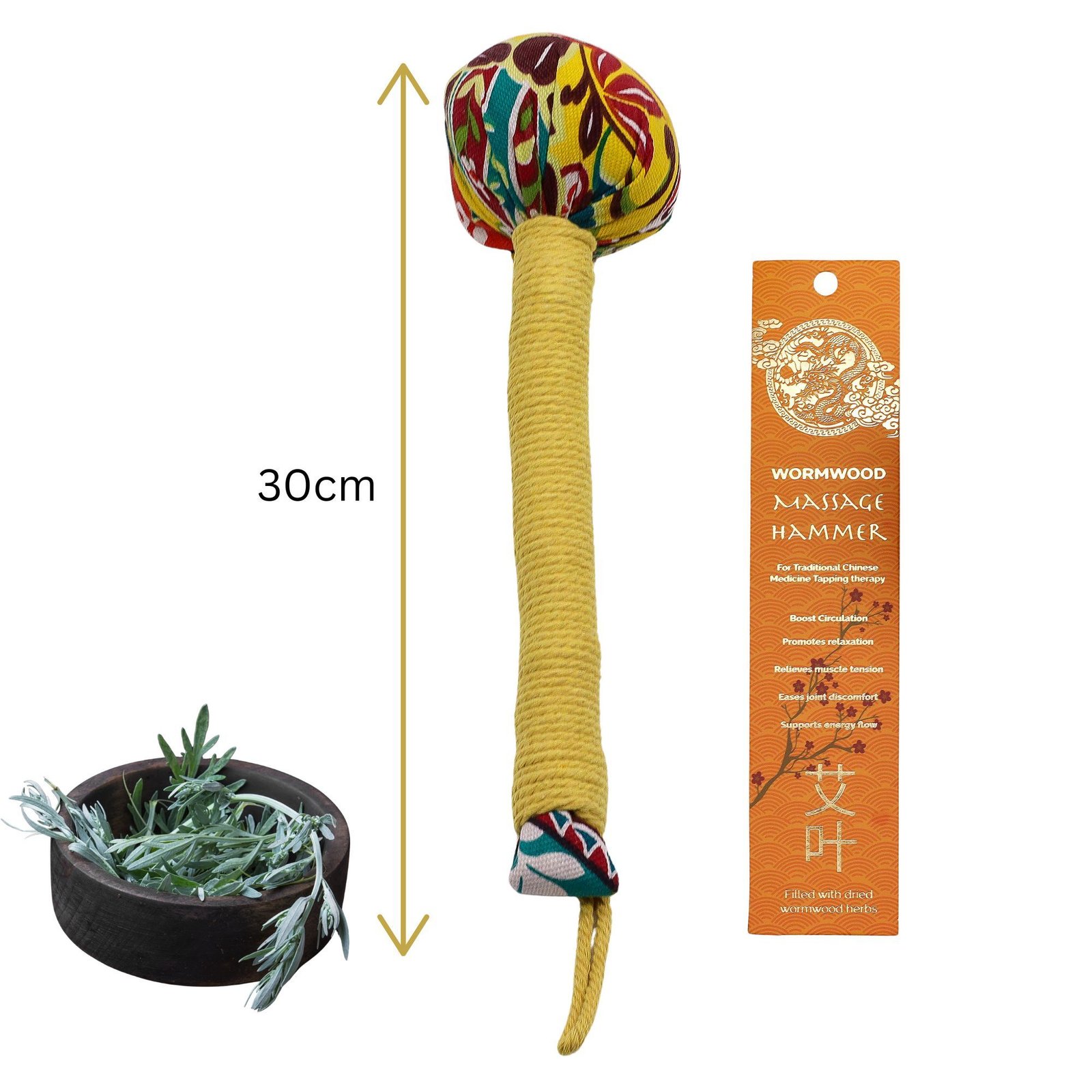 energising wormwood herbal massage hammer yellow Energising Wormwood Herbal Massage Hammer Yellow - Image 7