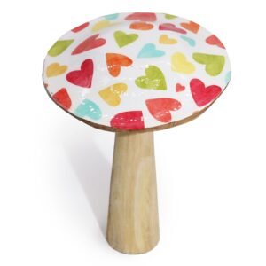 Romantic Pastel Hearts Large Wooden Mushroom