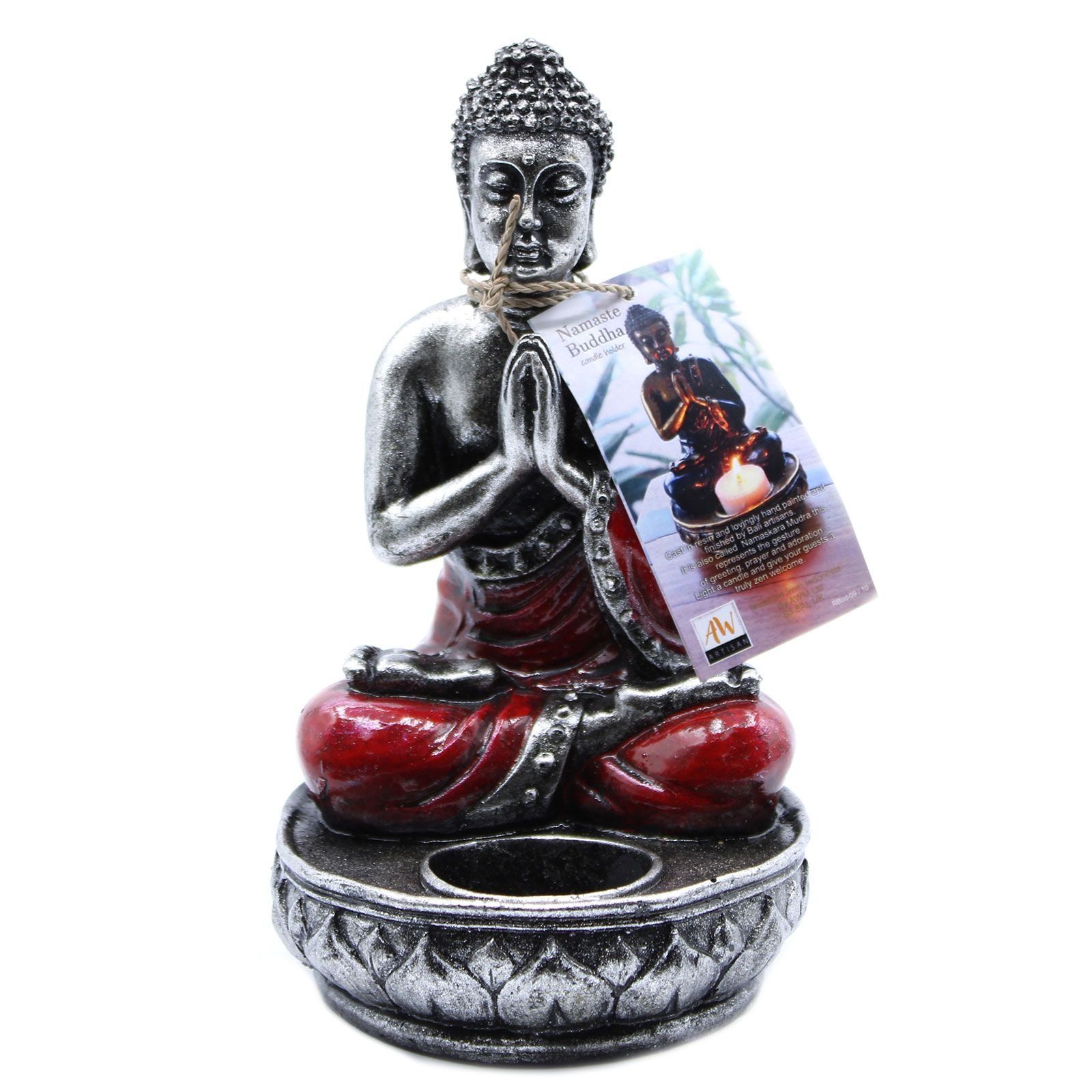 sacred glow red buddha resin candle holder Sacred Glow Red Buddha Resin Candle Holder - Image 3