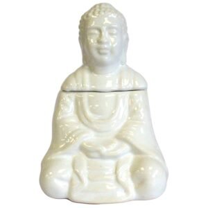 Serene Meditation Buddha Oil Burner White