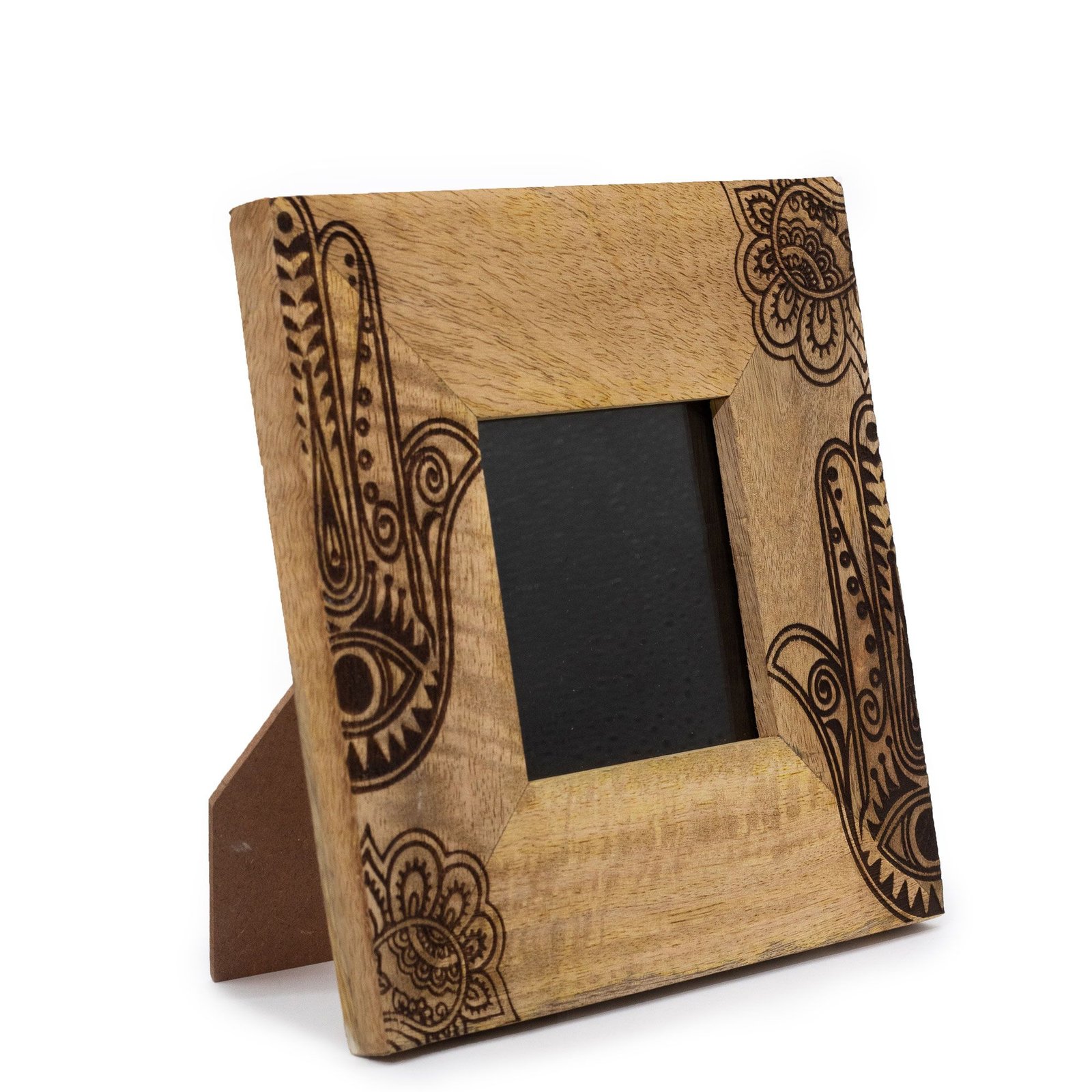 protective hamsa small black mango wood frame Protective Hamsa Small Black Mango Wood Frame