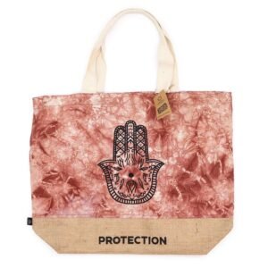 Protective Hamsa Natural Tote Terracotta Stonewash