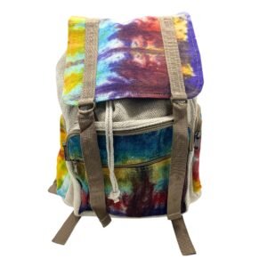 Vibrant Square Hemp Backpack Artistic Tie-Dye