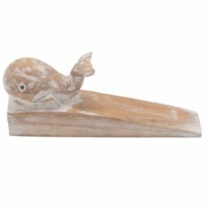 Oceanic Wooden Doorstop Handcarved Whale