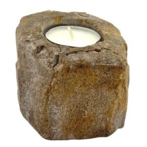 Earthbound Glow Candle Holder Petrified Wood